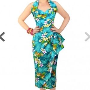 Vivien of Holloway 1940s Halter Retro Sarong Dress in Lavender Floral UK14/US8